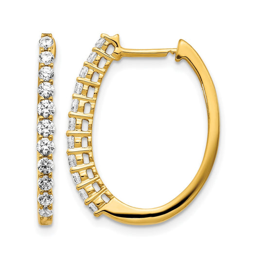 14k Gold Lab Grown Diamond Hinged Medium Hoop Earrings 0.75 Ct