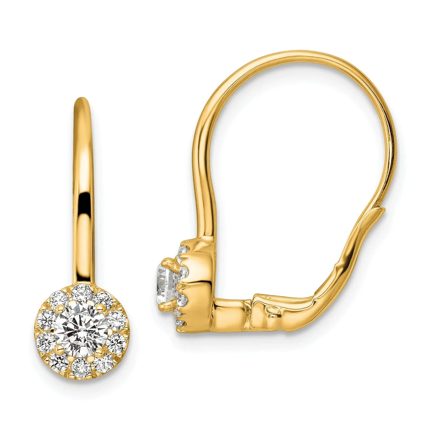 14k Gold Lab Grown Diamond Drop Leverback Earrings