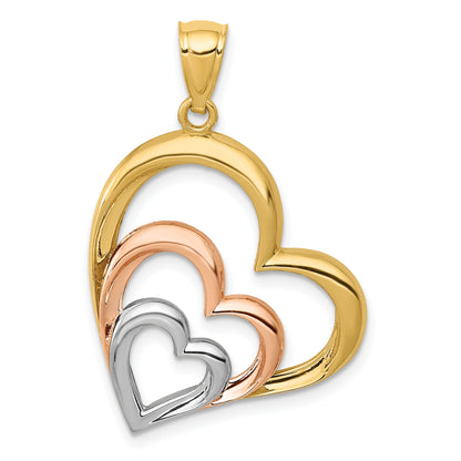 14k Gold Triple Heart Pendant