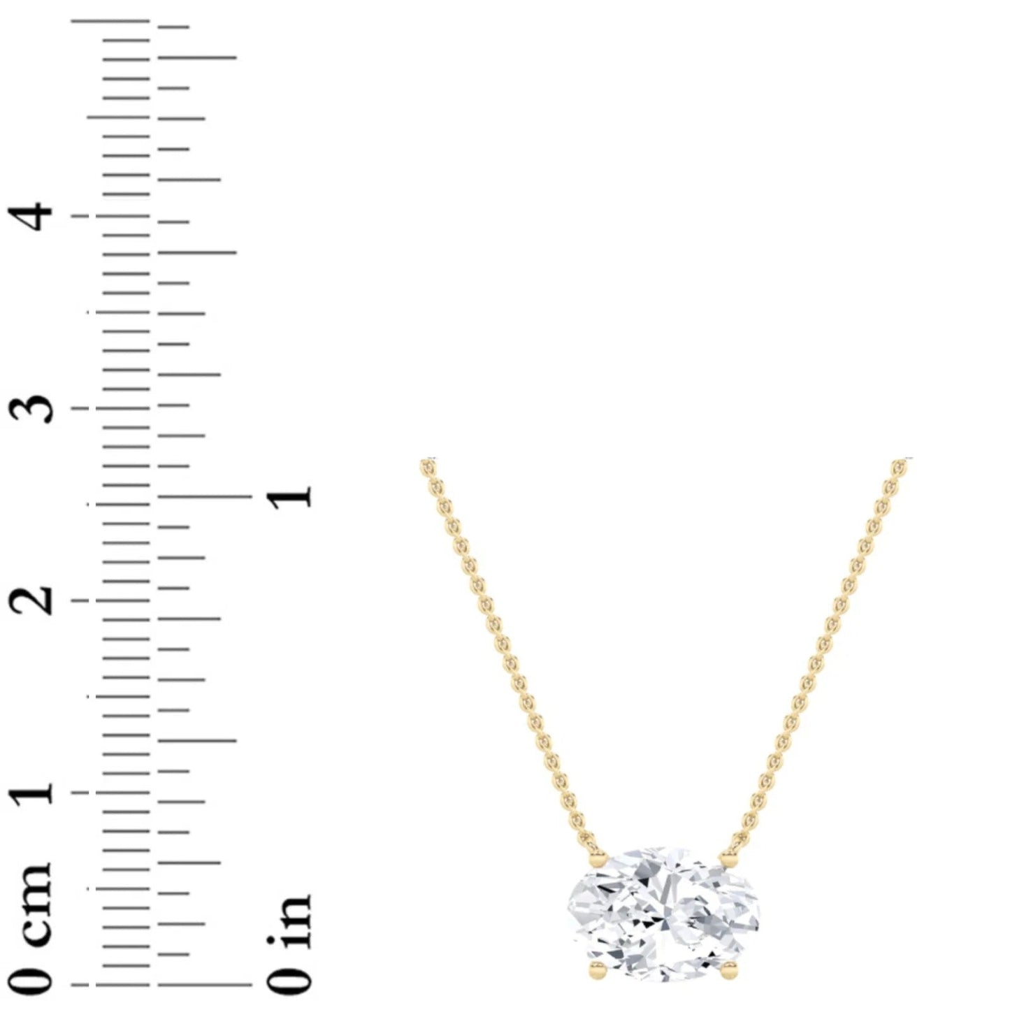 Oval F/VS Lab Grown Diamond Prong 14K Yellow Gold East West Solitaire Pendant Necklace