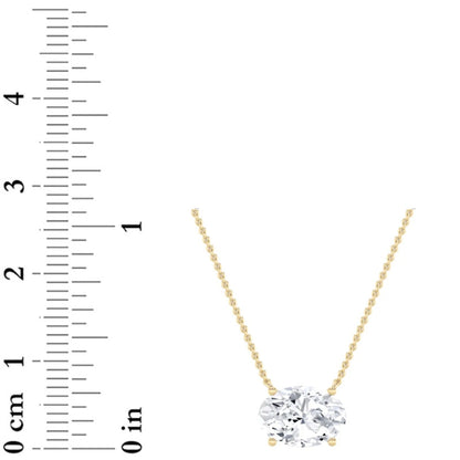 Oval F/VS Lab Grown Diamond Prong 14K Yellow Gold East West Solitaire Pendant Necklace