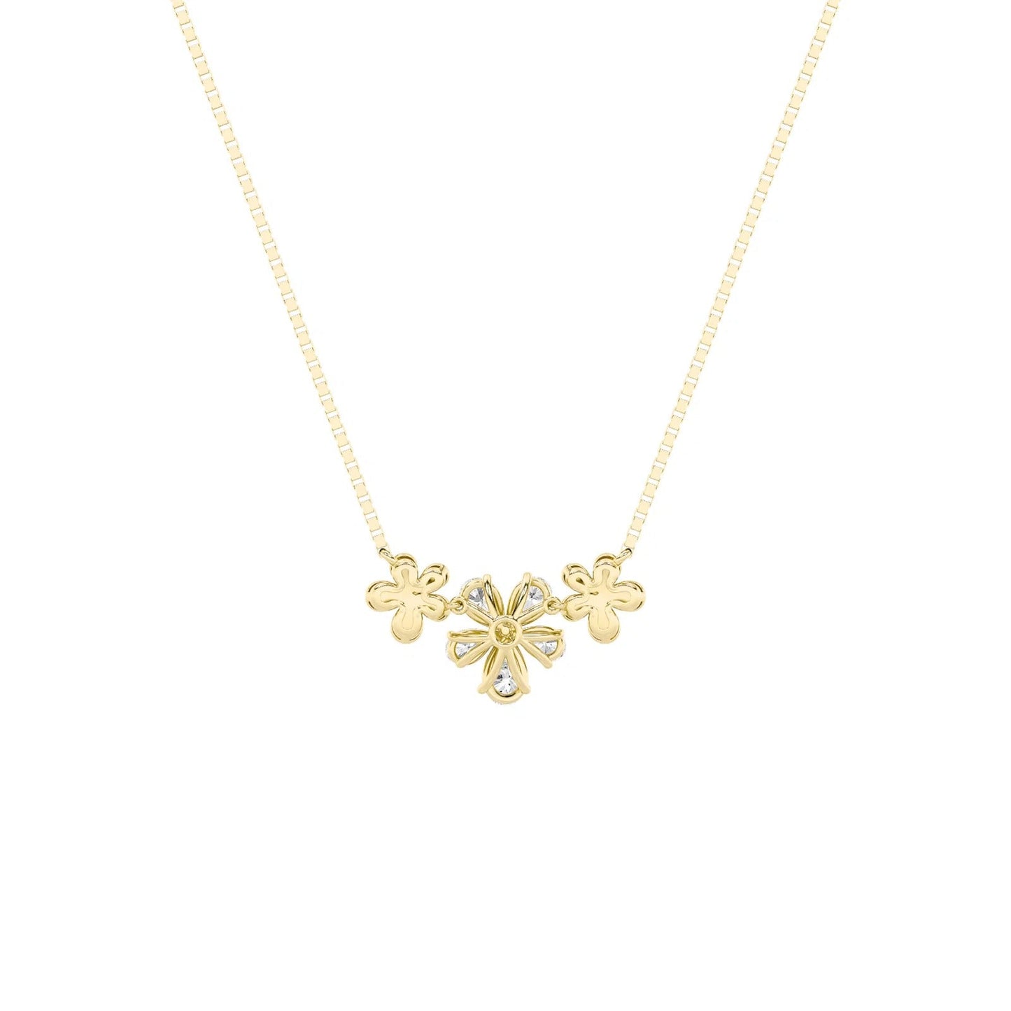 2.0 Ct Pear (F/VS) Lab Grown Diamond Prong 10K Yellow Gold Fancy Floral Pendant Necklace