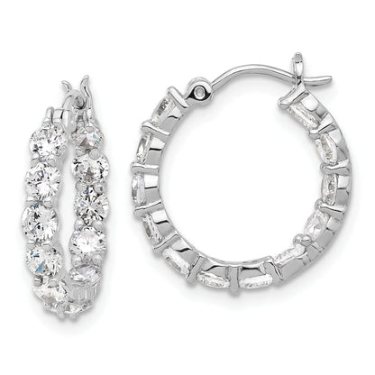 In and Out CZ Hoop Earrings Silver