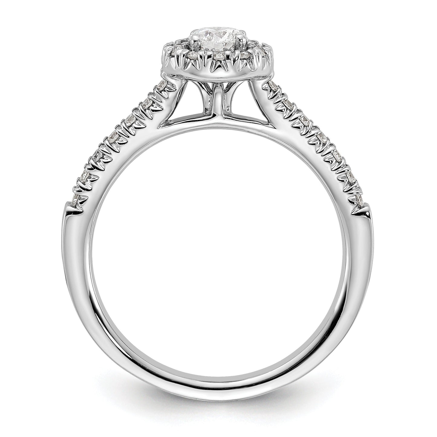 14k Lab Grown Diamond Round Halo Semi Mount Engagement Ring 0.25 ct