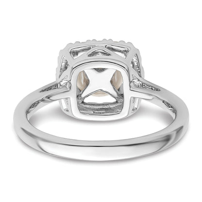 1/4 ct Lab Grown Diamond Freshwater Cultered Pearl Halo Ring 14k White Gold