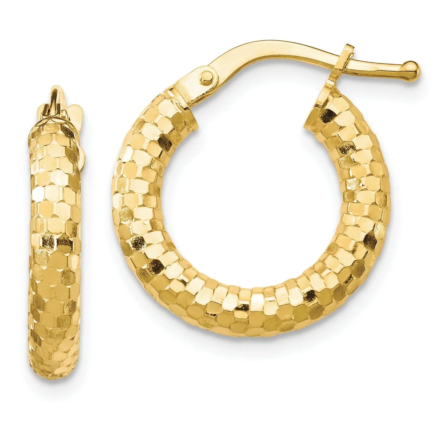 Diamond-cut 14K Gold Hoop Earrings