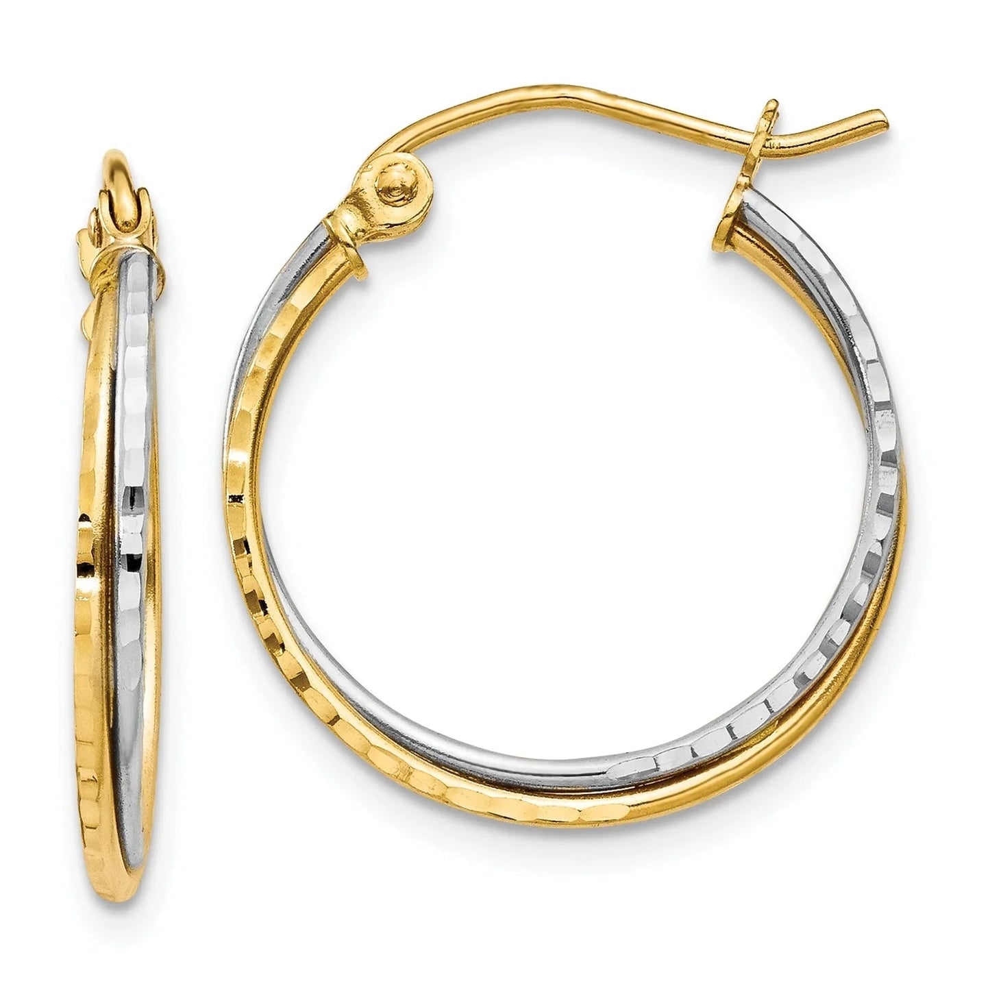14K Gold Diamond Cut Hoops Earrings