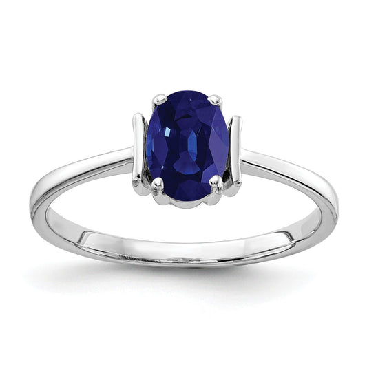 1.05 Ct Oval Blue Sapphire 14K White Gold Classic Solitaire Ring