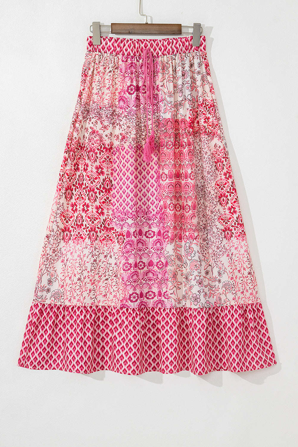 Tasora Elastic Waistband Maxi Skirt - Red / L - 12/14