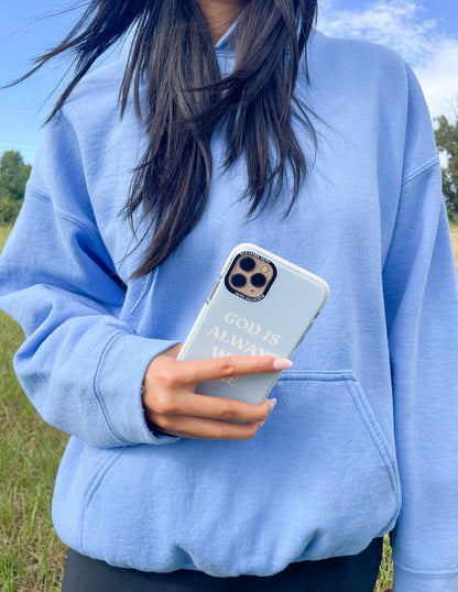 Elevated Faith Blue God is Always With Me Phone Case