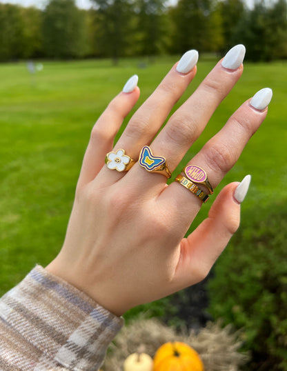 Elevated Faith Blue Enamel Butterfly Ring