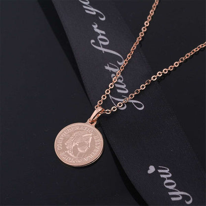 Rose Goldtone Swiss Franc Pendant Necklace