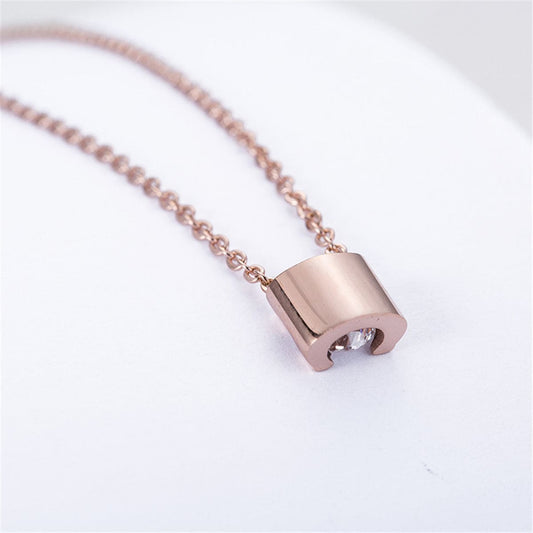 Cubic Zirconia & Rose Goldtone Prong Pendant Necklace