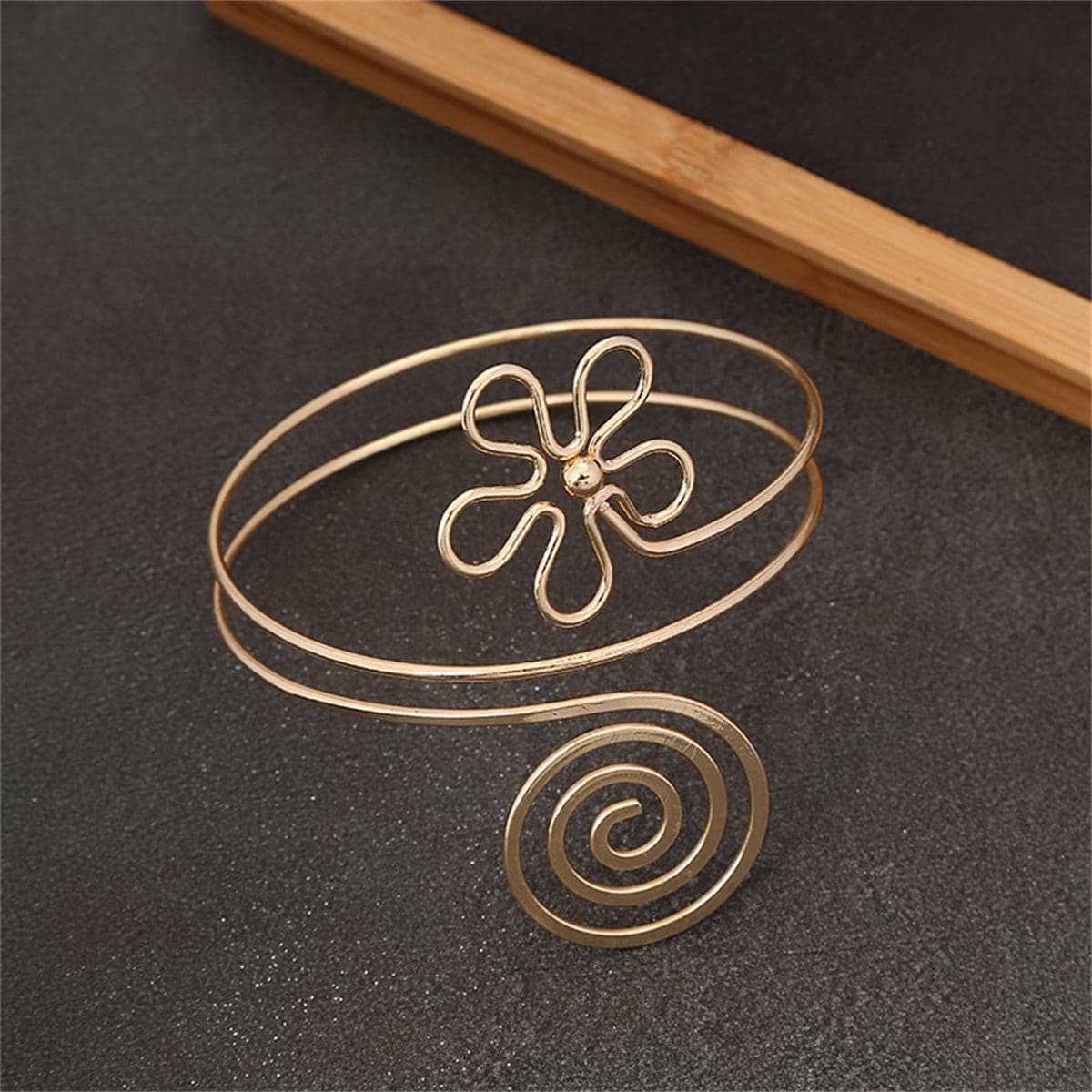Goldtone Flower Swirl Arm Cuff
