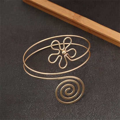 Goldtone Flower Swirl Arm Cuff