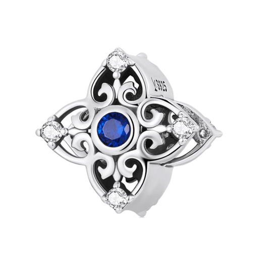 Ag Sterling - Blue Cubic Zirconia & Sterling Silver Blue Clover Charm