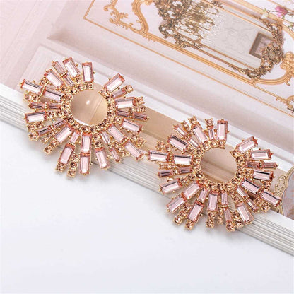 Champagne Cubic Zirconia & Goldtone Geometric Cluster Stud Earrings