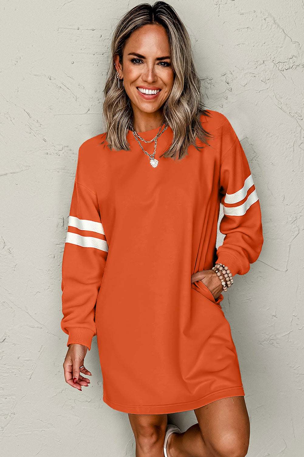 Jennifer Varsity Sweatshirt Dress - Black / M - 8/10