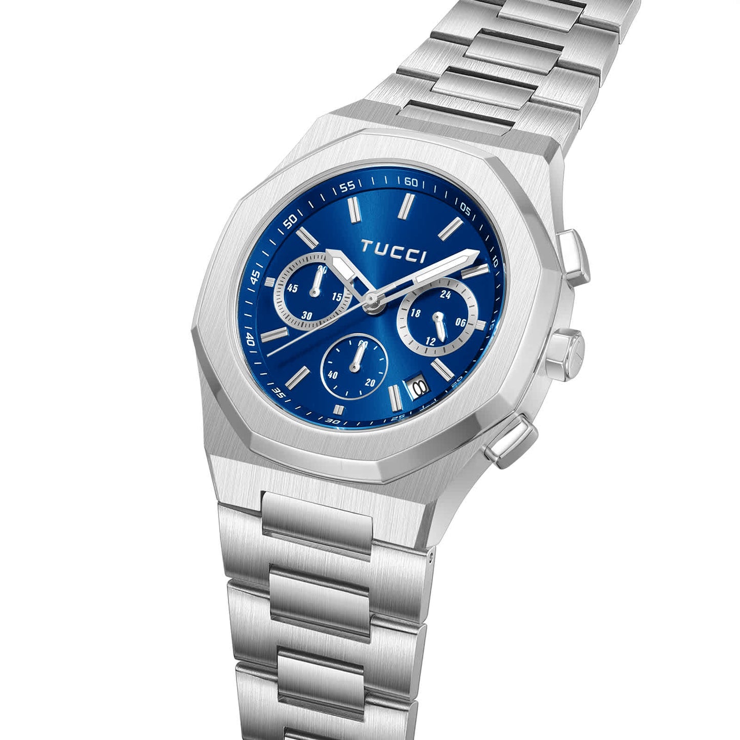 Silver Tone Blue-