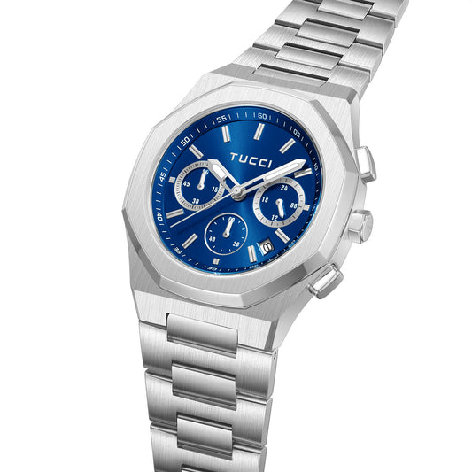 Silver Tone Blue-