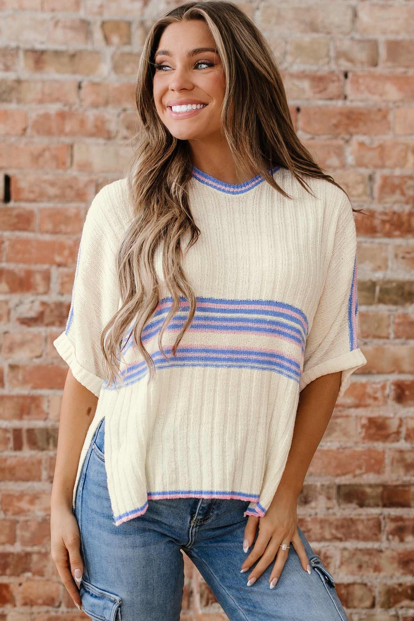 Haven Rib Knit Oversized Sweater - White / L - 12/14