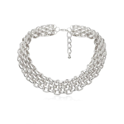 Silvertone Five-Row Chain Link Choker Necklace