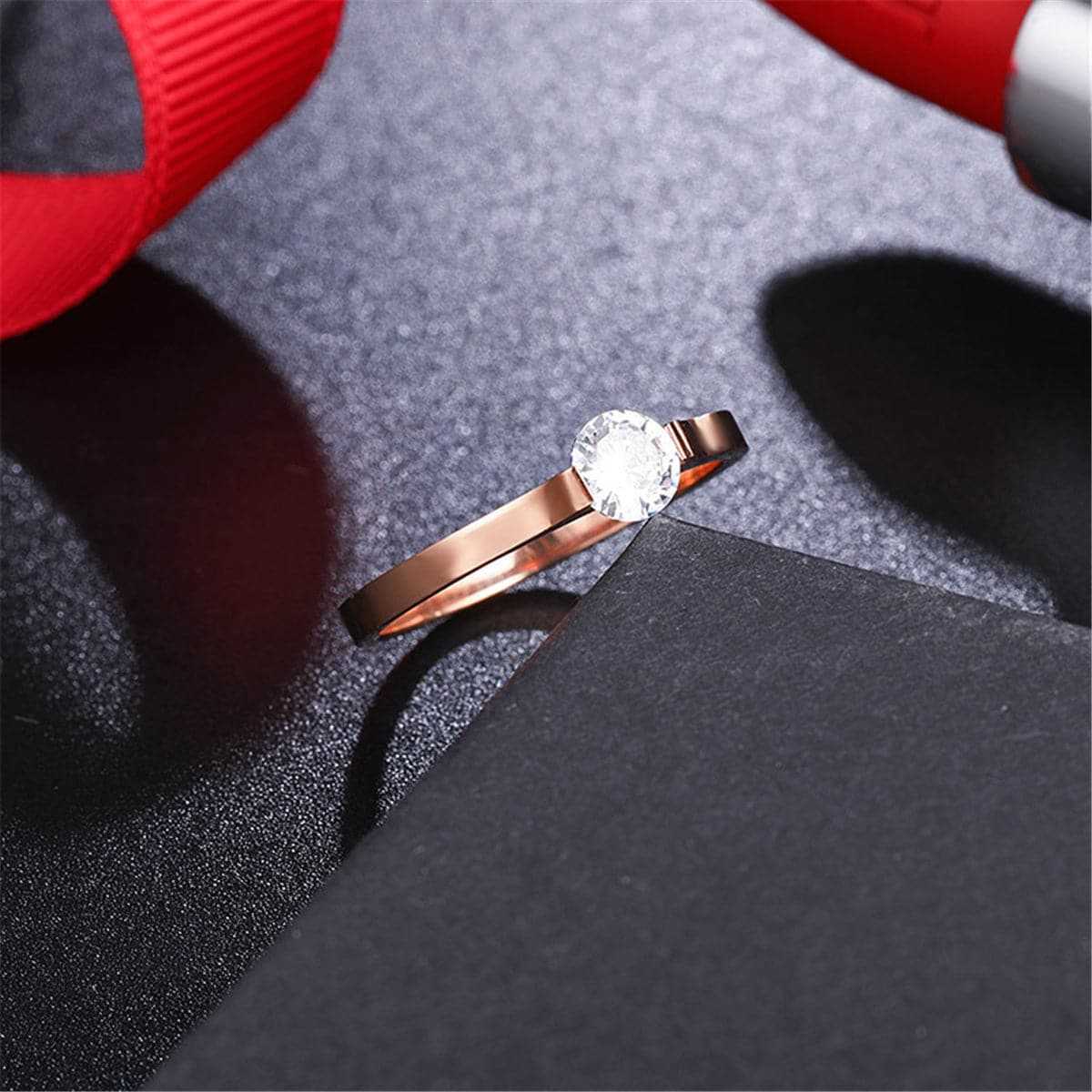 Cubic Zirconia & Rose Goldtone Round-Cut Ring