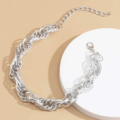 Silvertone Intertwined Choker Necklace