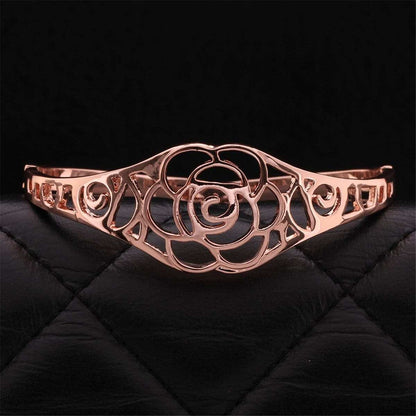 Rose Goldtone Openwork Rose Bangle