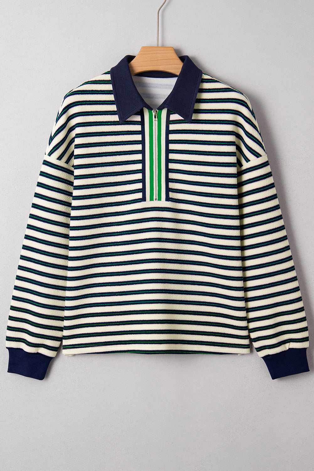 Louisa Contrast Collar Zip Long Sleeve Top