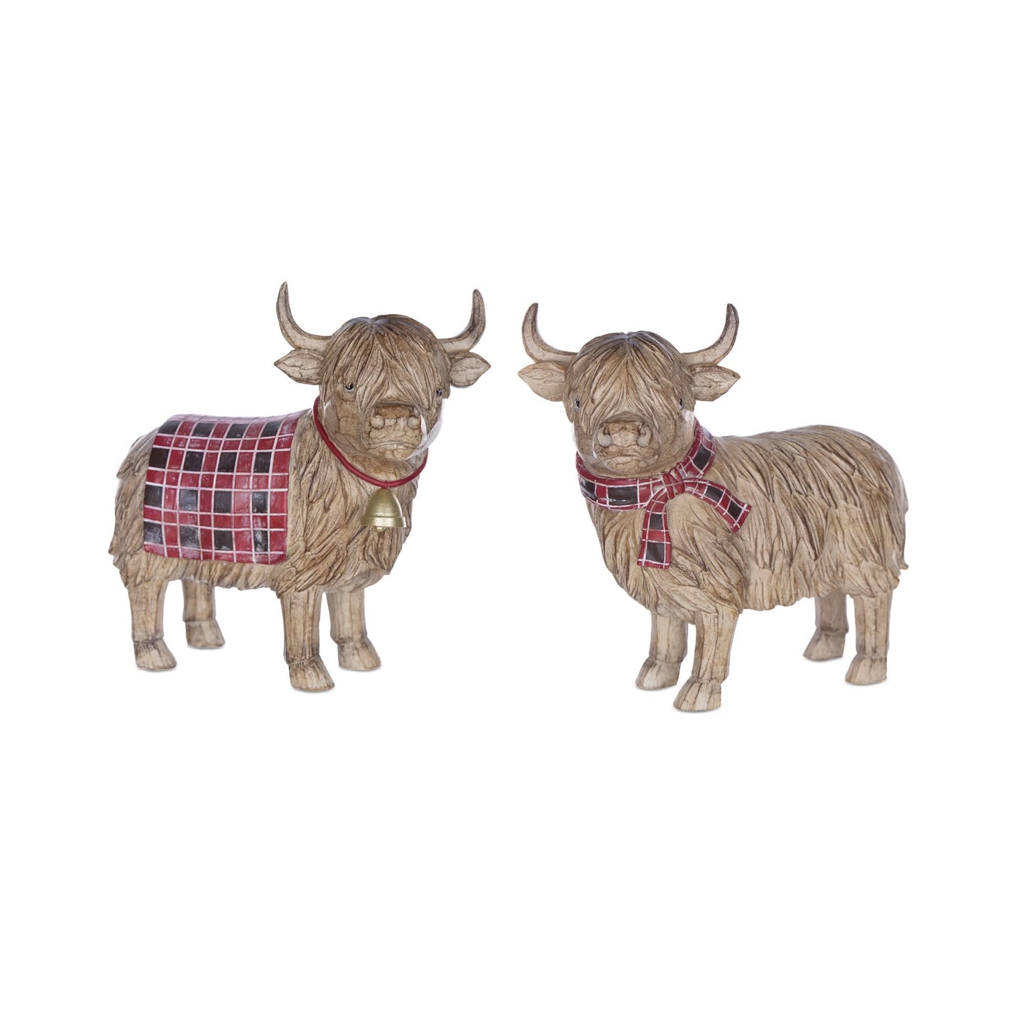 Melrose International Highland Cow Winter Figurine (Set of 2)