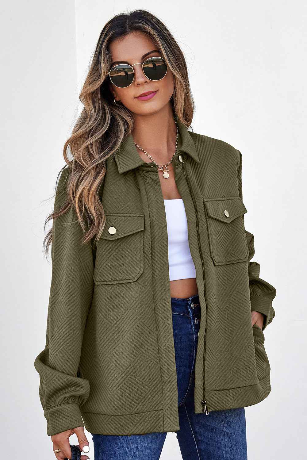 Remi Zip up Flap Shirt - Green / 2XL - 20/22