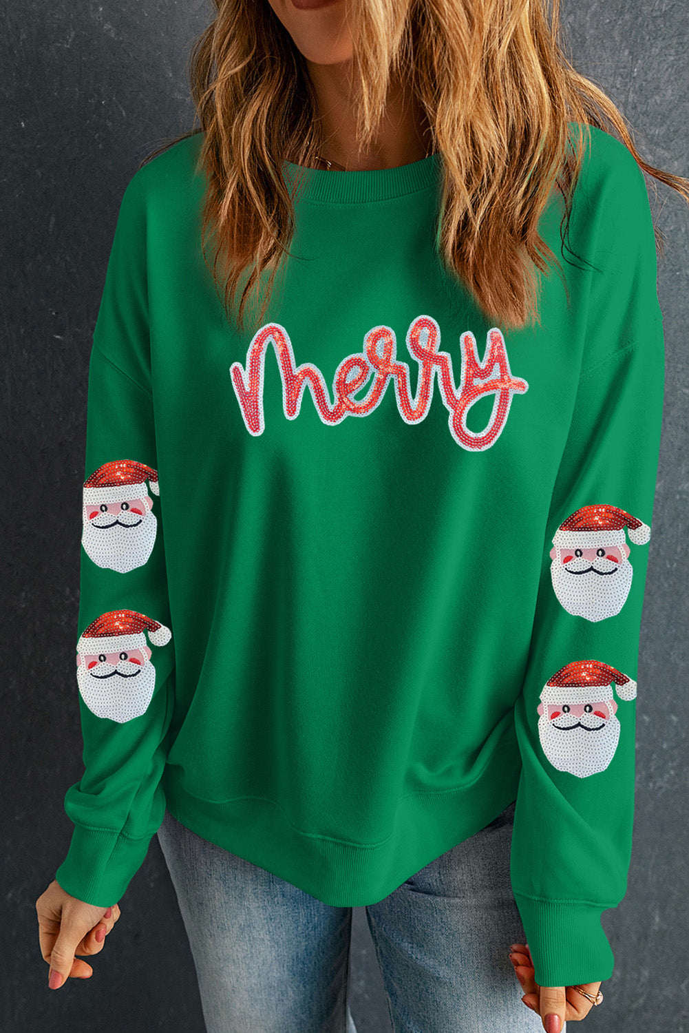 Julieta Sleeve Drop Shoulder Sweatshirt - Dark Green / 2XL - 20/22