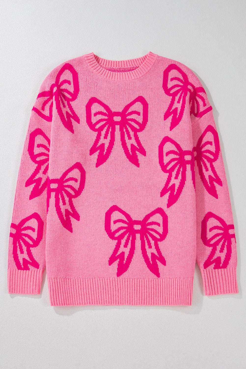 Jaderae Drop Shoulder Loose Sweater - Pink / L - 12/14