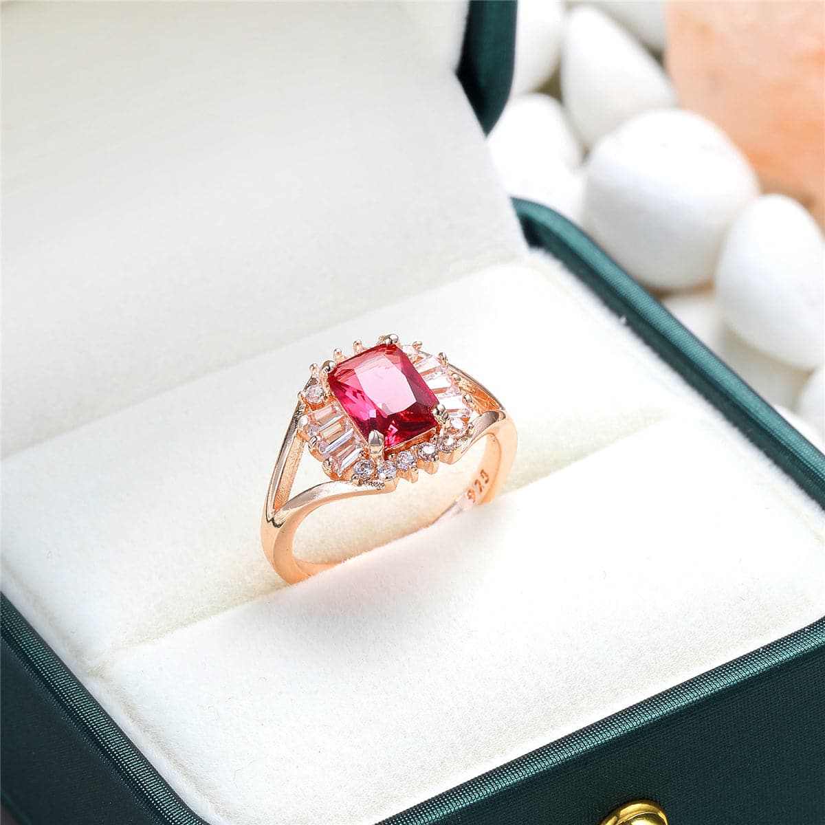 Red Crystal & Cubic Zirconia Ring