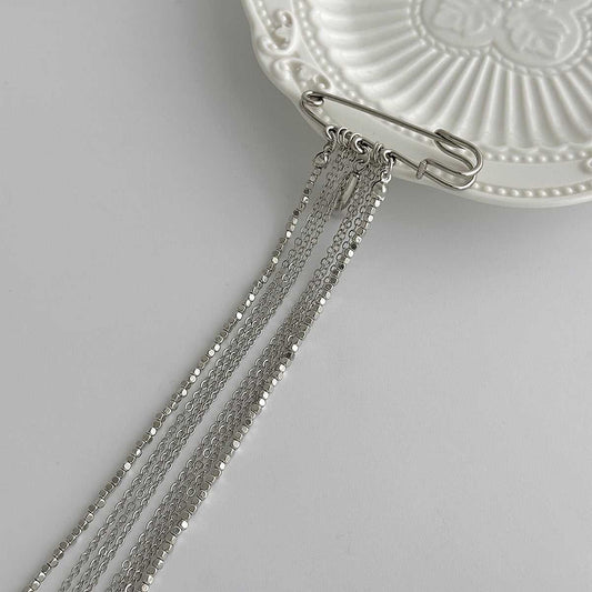 Silvertone Drop Tassel Pin Brooch