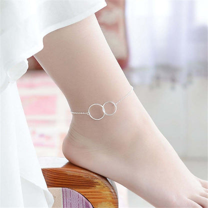 Silvertone Interlocked Circle Anklet