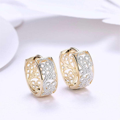 Two-tone Embossed Cutout Huggie Earrings