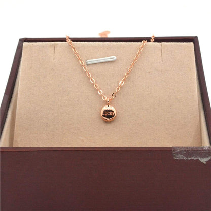 Rose Goldtone 'Lucky' Round Pendant Necklace