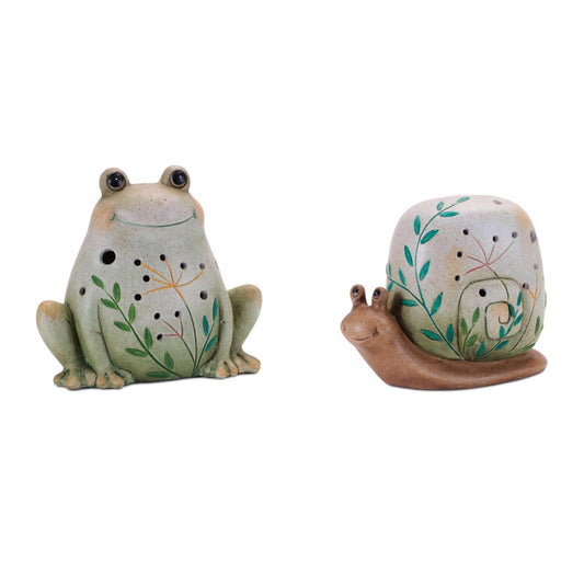 Melrose International Terra Cotta Frog and Snail Decor (Set of 2)