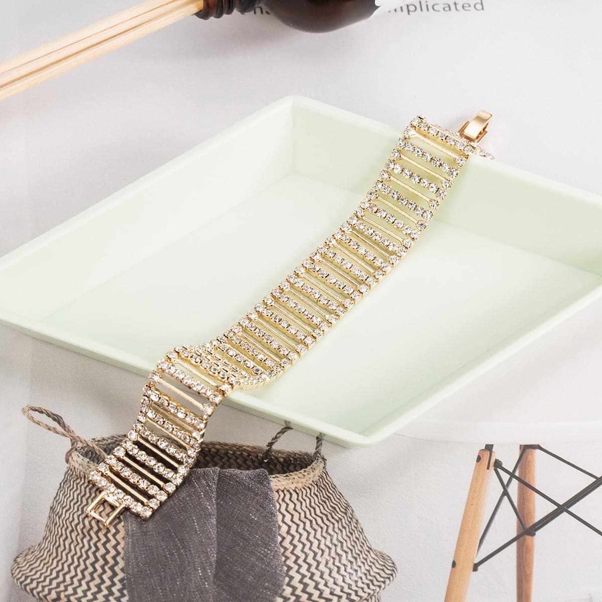 Cubic Zirconia & Goldtone Prong Bracelet