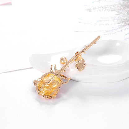 Pink Cubic Zirconia & Pearl Rose Brooch