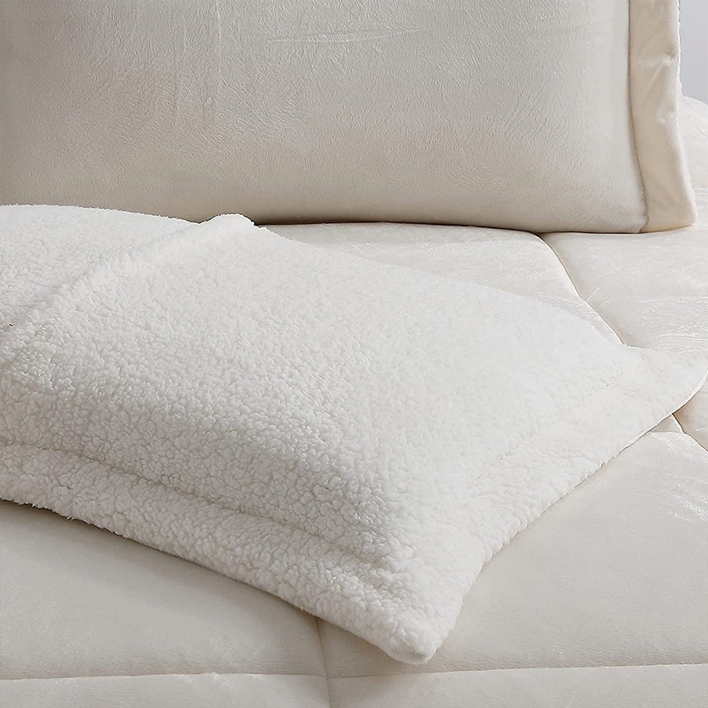 Elegant Comfort 3-Piece Micro-Suede Reversible Sherpa - Solid Color Design Comforter Set