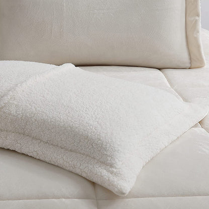 Elegant Comfort 3-Piece Micro-Suede Reversible Sherpa - Solid Color Design Comforter Set