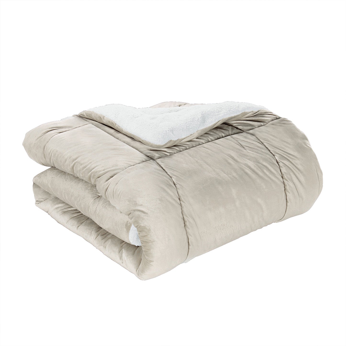 Elegant Comfort 3-Piece Micro-Suede Reversible Sherpa - Solid Color Design Comforter Set