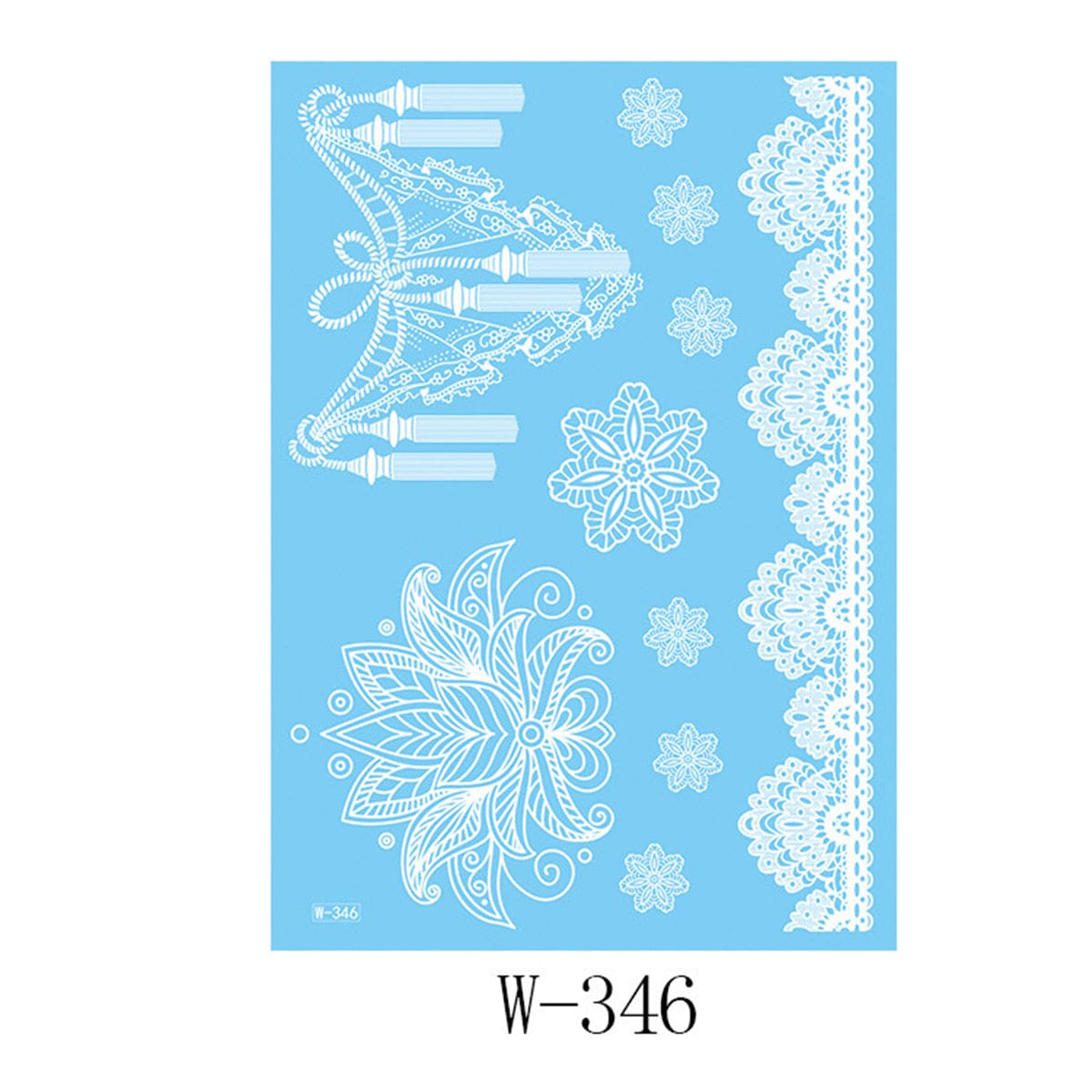 White Floral Tassel Temporary Tattoos-Set of 5