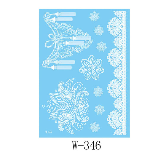 White Floral Tassel Temporary Tattoos-Set of 5