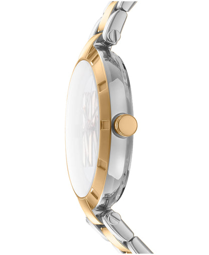 Dkny Women Watch, Two Tone Silver & Gold Color Case, Dark Green Dial, Two Tone Silver & Gold Color Metal Bracelet, 3 Hands, 5 Atm