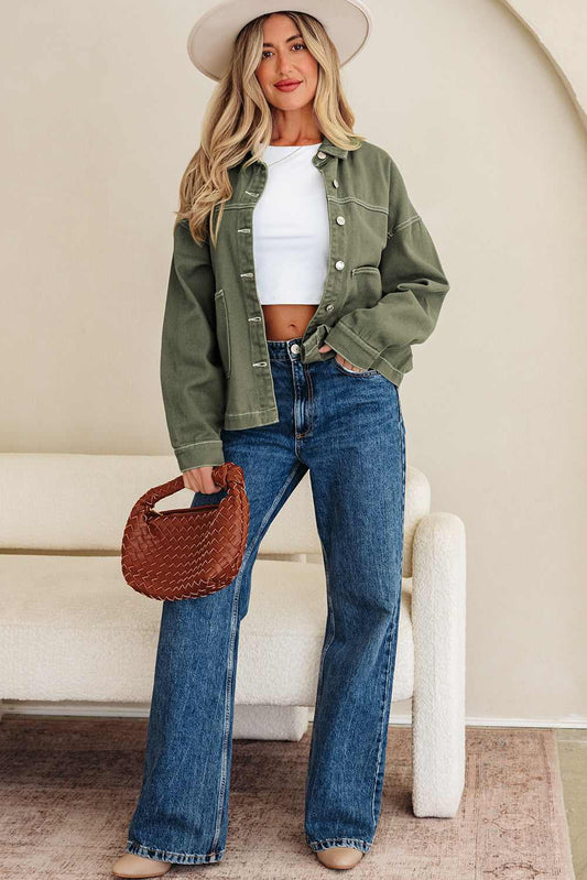 Threaded Pear Isabella Collared Front Boyfriend Jacket