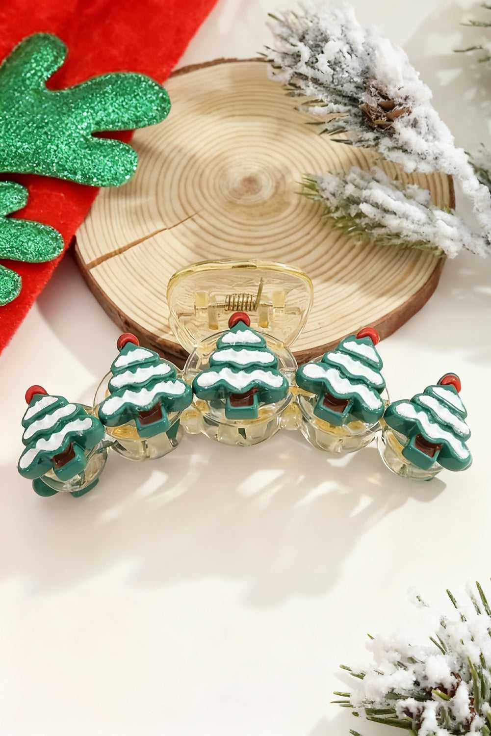 Skyla Clear Hair Claw Clip - Dark Green / ONE
